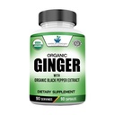 Estratto di zenzero organico con estratto di pepe nero biologico, vegano, senza glutine, non OGM, 90 capsule, 90 porzioni