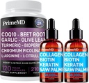 Liquid Collagen Biotin (2pk) e Ossido Nitrico (1pk) Supplemento Bundle - Potenti vitamine per capelli, pelle, unghie, cuore, circolatorio e supporto lipidico - Non OGM, Vegan, senza glutine