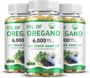 Olio dal vivo della natura di origano con olio di semi neri, 2 in 1 integratore di origano per la salute immunitaria, contiene Carvacrol e Thymoquinone ad alta concentrazione, Non OGM, 3 confezione