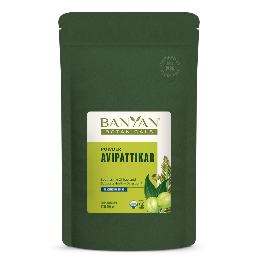 Banyan Botanicals Avipattikar Powder – Supplemento di digestione organica con Ginger, Cardamom & Vidanga -- Supporta l'equilibrio acido sano della stomach* – 1⁄2 lb. – Non OGM Sostenibilmente Sorgente Vegan