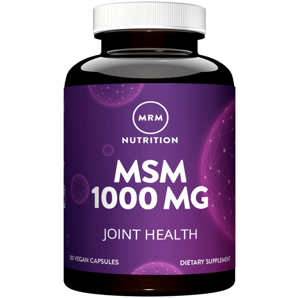 MRM Nutrition MSM 1000mg - For Women & Men - Pure Methylsulfonylmethane Capsules, Bioavailable MSM Supplement for Joint, Hair, Skin & Nail Support, Vegan, Gluten‑Free, Non‑GMO Formula - 120 Servings