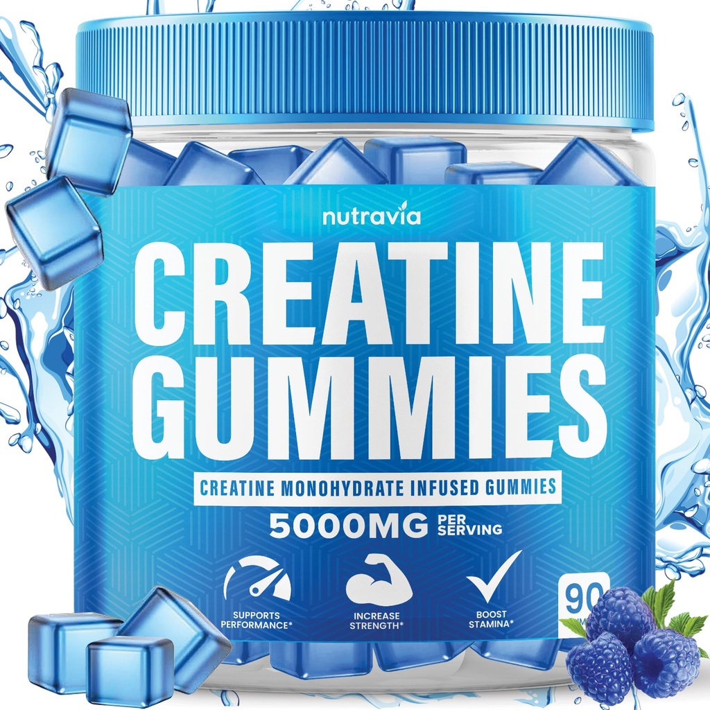 Creatina Gummies Infuso con 5g Creatina Monoidrato per Uomini e Donne, Forza, Endurance, Muscolo Creatina istantanea, Micronized Clean HCL Balanced Creatina Monohidratada en Polvo (90 Gummies)