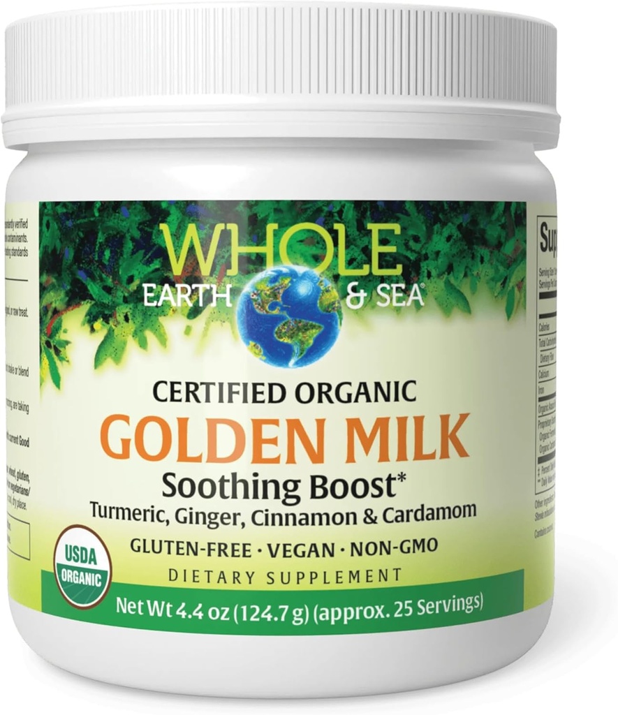 Tutta la terra e il mare da fattori naturali, Latte d'oro calmante Boost con curcuma, Ginger & More 4.4 oz polvere