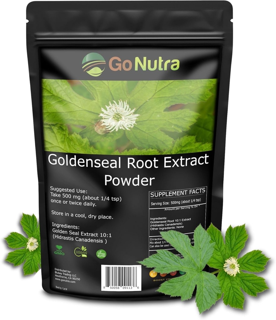 Go Nutra Goldenseal Root estratto polvere d'oro puro Potent 10:1 Goldenseal Extract 4oz. Integratore di erbe Golden Seal Roo