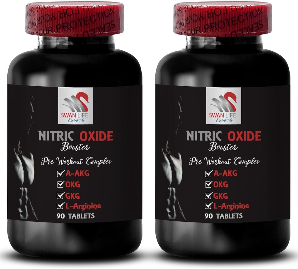 Calcium alfa-ketoglutarate - NITRIC OXIDE BOOSTER - Polvere di ossido nitrico L-arginina, Pompa muscolare, Allenamento forza, Forza di esercizio, Spinta atletica, Integratore GKG 2 Bottiglia 180 Compresse