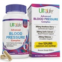 Supplementi di pressione sanguigna ULTALIFE - Advanced Blood Pressure Supplement Complex - Hawthorn Berry, Hibiscus, Aglio, Forskolin - 14 vitamine e erbe, 30 giorni di alimentazione in capsule vegetali