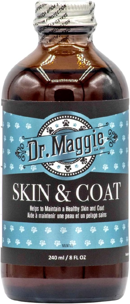 Dr. Maggie Skin e Coat | Omega 3 Supplemento con olio di pesce, lino e olio d'oliva | 240 ml