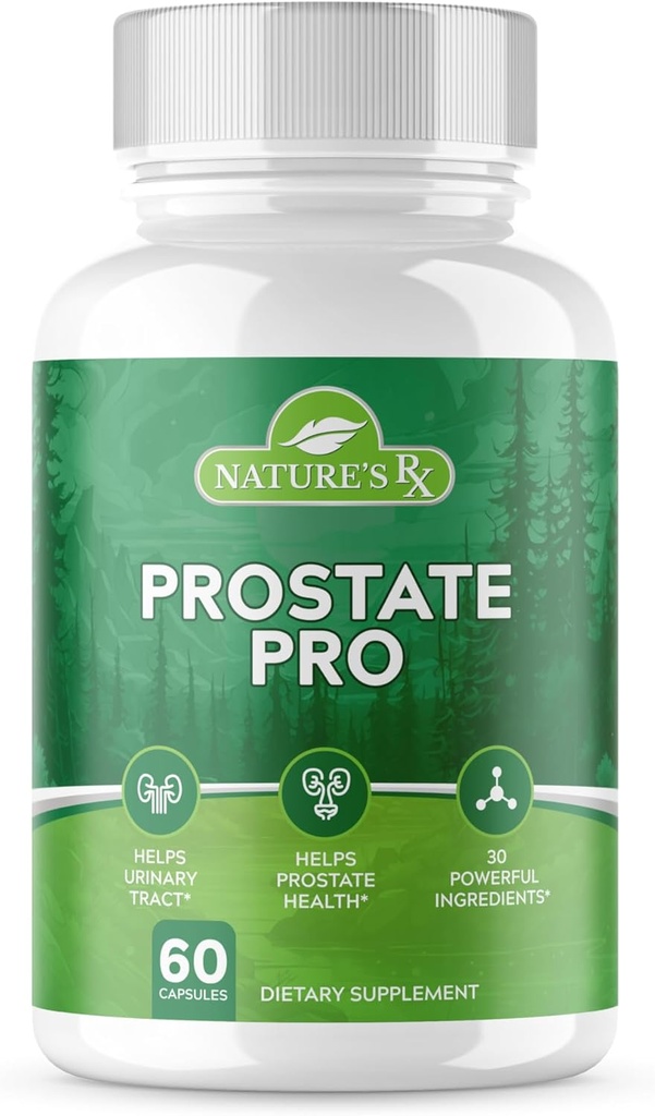 Nature's RX | #1 Dosed Prostate Support Supplemento | Salute del tratto urinario, aiuta la funzione della prostata | Formula ultra Dosed w/ 30 potenti ingredienti | 3rd Party Tested + USA Made - 60 capsule