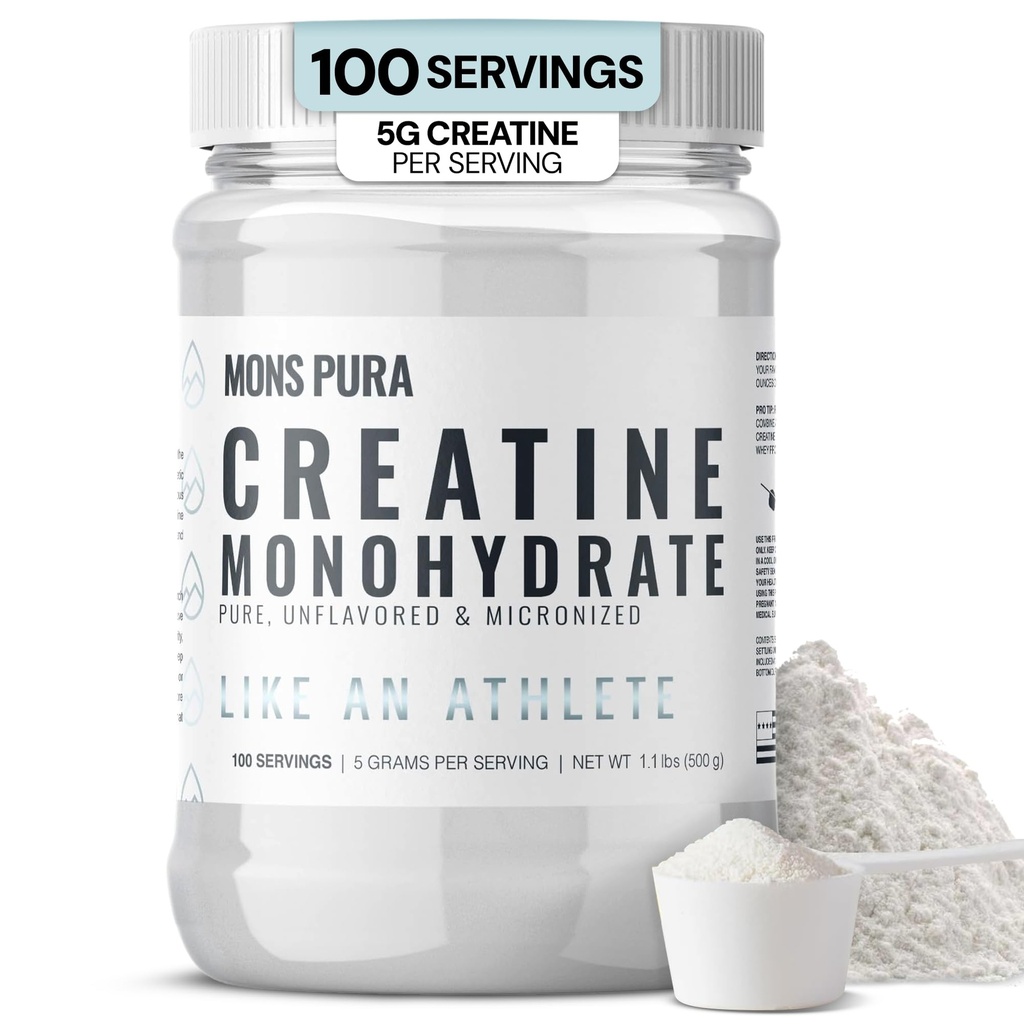 Polvere di monoidrato di creatina pura al 100% – 500g | Micronized, Unflavored | crescita del muscolo, resistenza e resistenza | Ideale per atleti, culturisti e appassionati di fitness