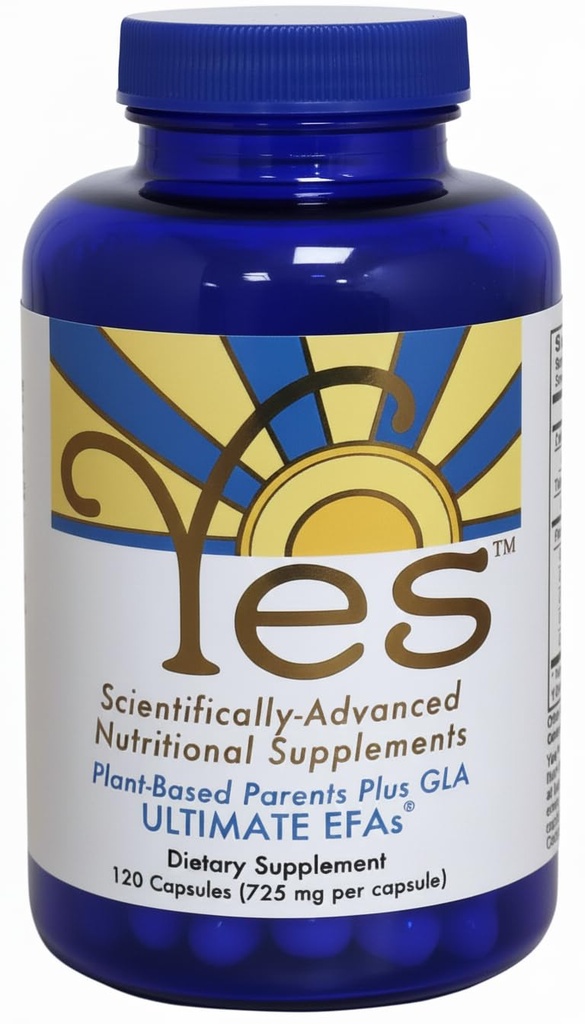 Olio vegetale a base di pesce alternativa YES Omega 3 & 6 acido grasso - Burpless - DHA, EPA, SDA - colesterolo, cuore, pelle, energia, occhi, supporto immunità da YES (120 caps)