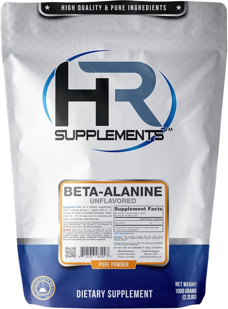 Beta-Alanine Powder, 1 chilogrammo (2.2 Lbs), non aromatizzato, test di laboratorio, Scoop incluso