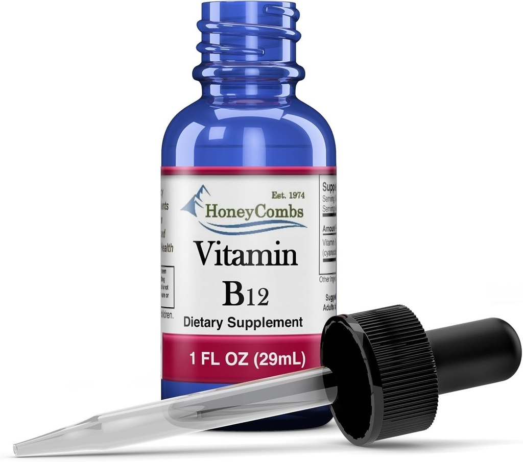 Vitamina B12 Gocce Liquide Made in USA - Cyanocobalamin Gocce 500% DV per Serving - 36 Serve per Contenitore - Grande per Uomini, Donne, Bambini - Vegan Supplementi - Bulk Sizes Disponibile