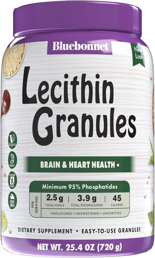 Bluebonnet Nutrition Super Earth Lecithin Granules, derivato da soia non OGM, senza glutine, non OGM, Vegan, Kosher Certificato, No Sugar Aggiunto, 25.4 oz, 96 Serve