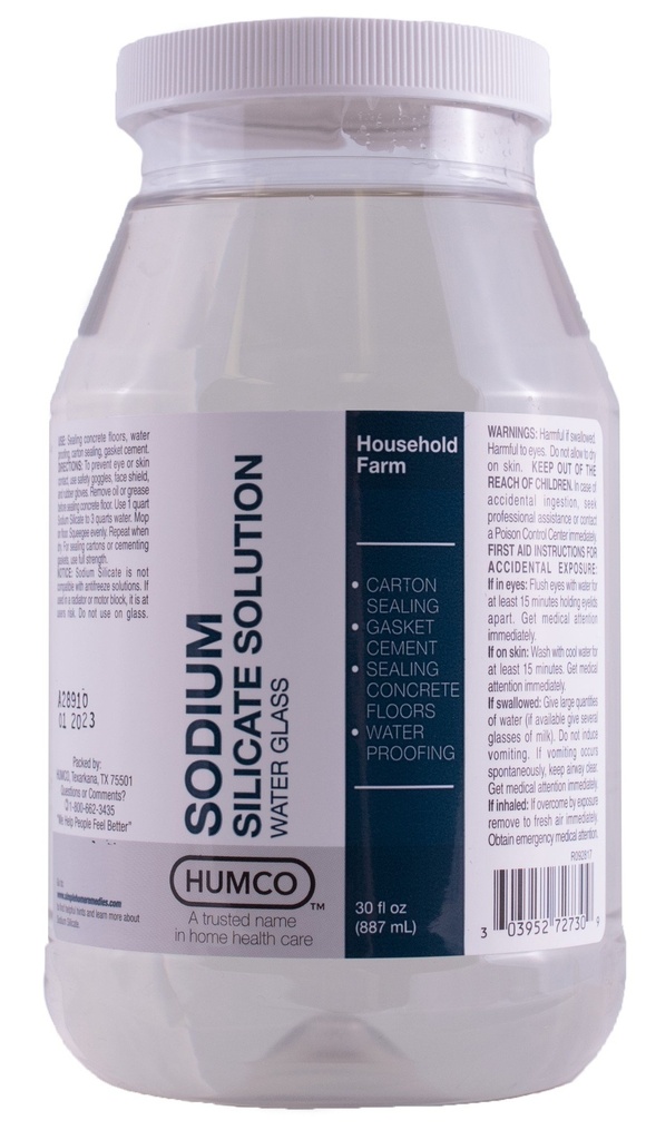 Humco Sodium Silicate Solution 30 oz, vetro dell'acqua.