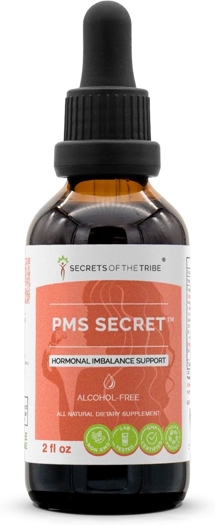 PMS Secret Alcohol-Free, Glycerite Black Cohosh, Cramp, Vitex, Valerian, Dandelion, Camomilla, St. John's Wort. Sostegno di equilibratura dell'estratto di erbe 2 OZ