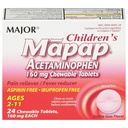 MAJOR Mapap Acetaminophen da bambini da 160 mg Compresse masticabili - Riduttore di dolore/Fever - Aspirina Free - Ibuprofen Free - per età da 2 a 11-24 conte (1 confezione)
