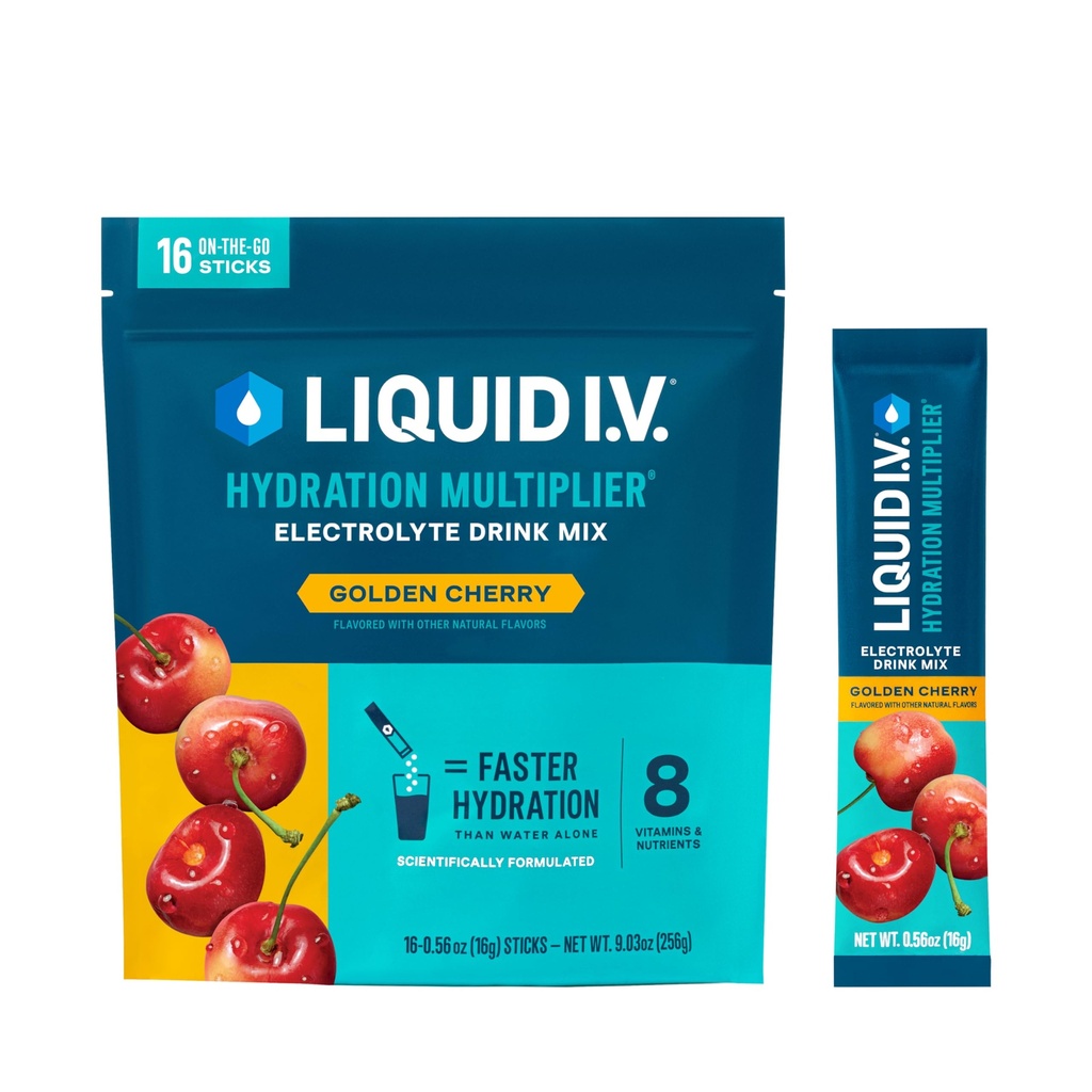 Liquido I.V.® Hydration Multiplier - Ciliegia dorata | Miscelatore per bevande elettrolitiche | 1 Confezione (16 Serve)