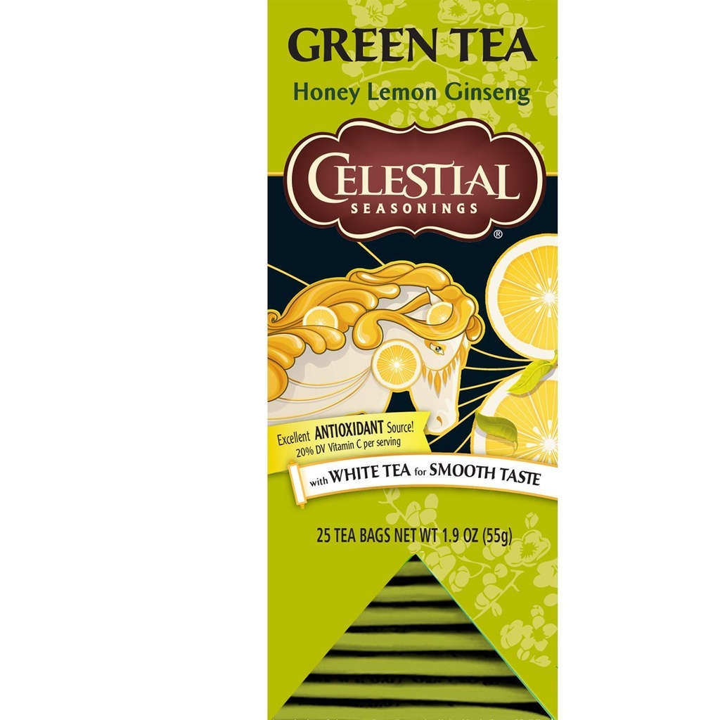 Celestial Condimenti Tè Verde, Miele Limone Ginseng, 25 Conte (Pacchetto di 6)