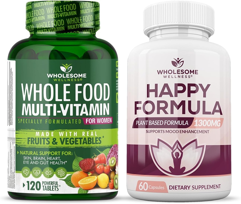 Intero Benessere Intero Alimentare Multivitamina per Donne - Naturale Multi Vitamine, Minerali, Estratti organici Happy Formula Natural Formula Rilievo Supplemento Bundle