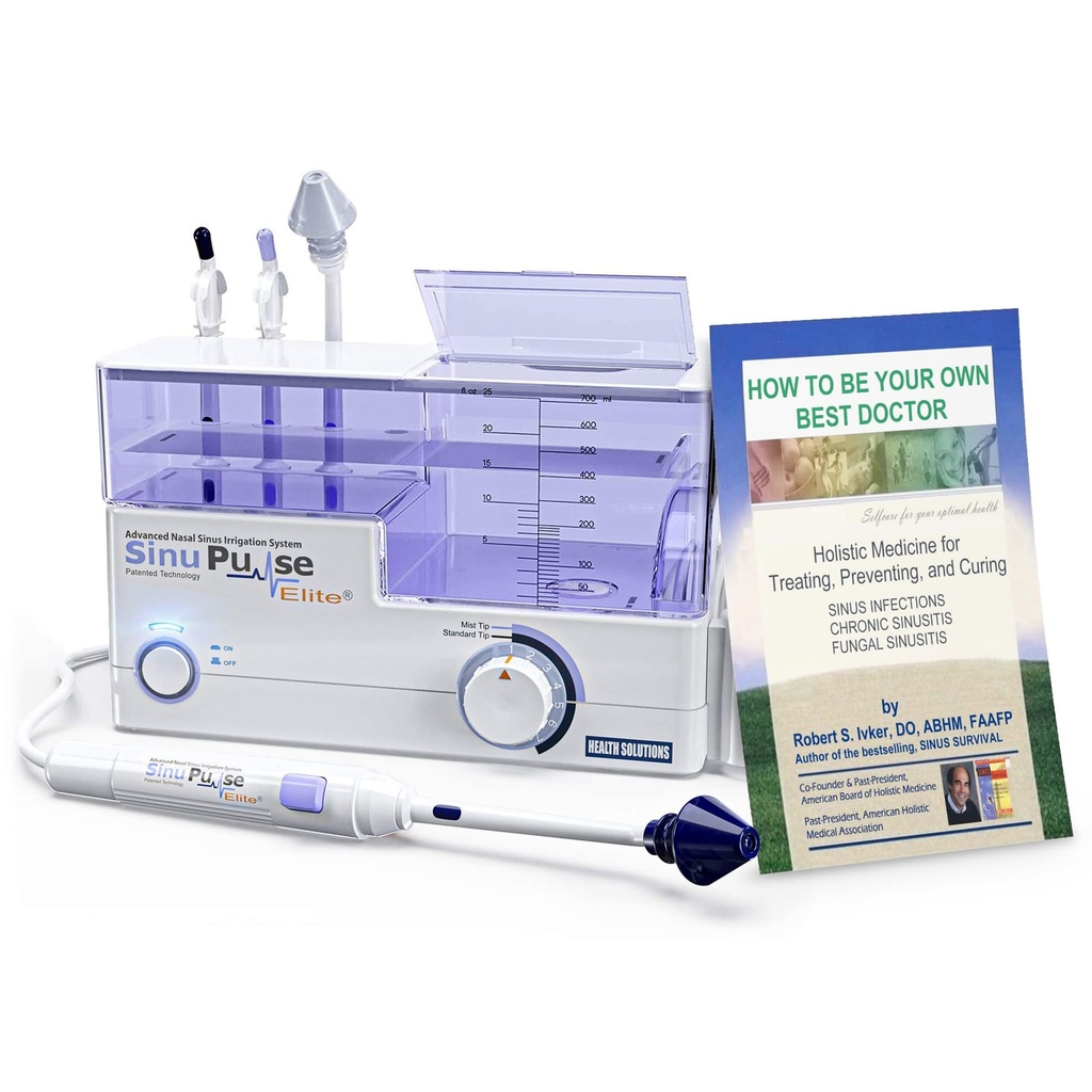 SinuPulse Elite Advanced Nasal Irrigation System, Pulsating Nasal Congestion Relief & Sinus Rinse Machine, Più efficace di Neti Pot, Nose Spray o Nasal Wash Bottle, con 30 SinuAir Packets