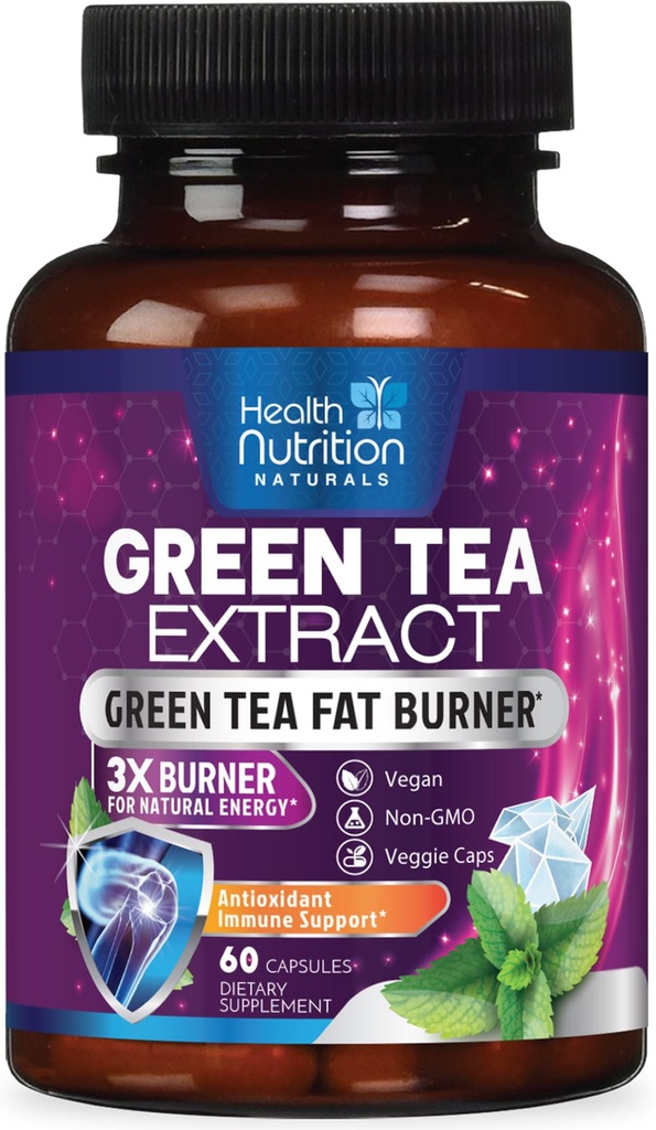 Estratto di tè verde capsule - Standardized 45% EGCG & 98% Polyphenols - 3X resistenza verde Tea energia naturale, supplemento di erbe con cuore e assistenza sanitaria antiossidante, in bottiglia negli Stati Uniti - 60 capsule
