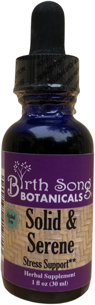 Botanica della canzone di nascita Solid & Serene Herbal Stress and Mood Support Tincture – Camomilla, Passionflower, Valerian Liquid Drops for Stress Support – Non-Habit Forming Natural Supplement