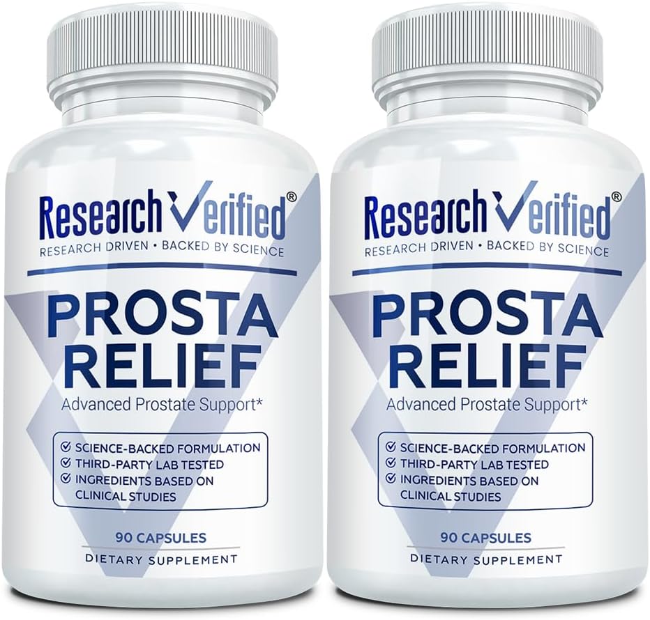 Ricerca Verified® Prosta Relief - Sega Palmetto e Bioperine® - Salute della prostata; Salute della vescica e urinaria, Drive and Performance; Pure Natural, 90 Capsule (Pack of 2)