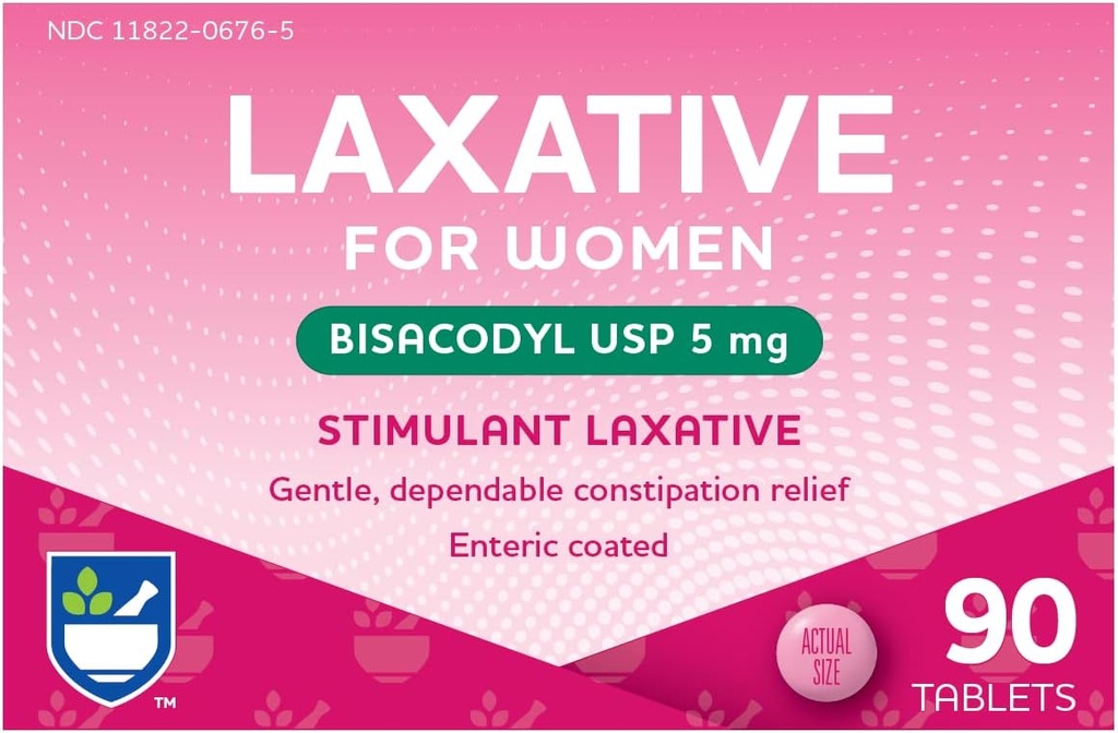 Rite Aid Stimolant Tablet lassativi, Bisacodyl USP, 5 mg - 90 Count | Rilievo di costipazione | Coated for Easy Swallowing