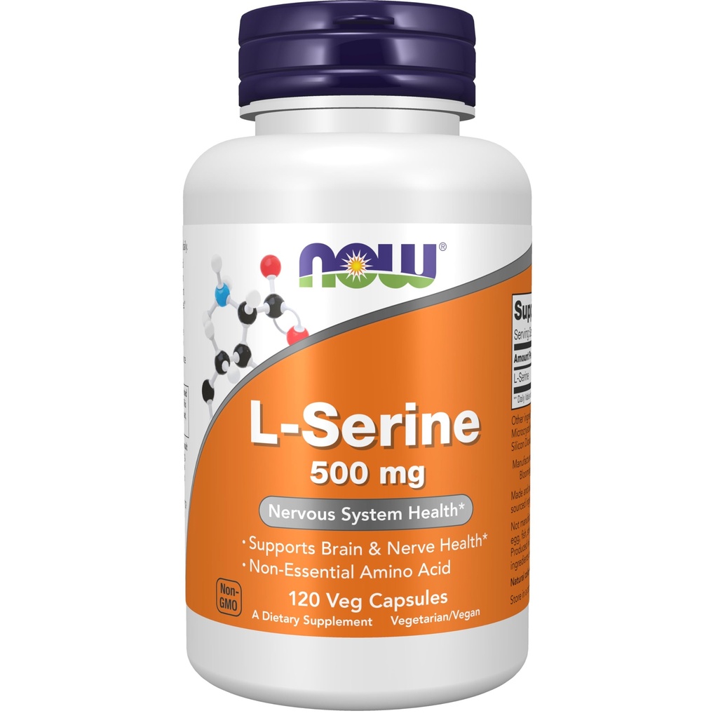NOW integratori, L-Serine 500 mg, Nervosa salute del sistema, 120 capsule di veg