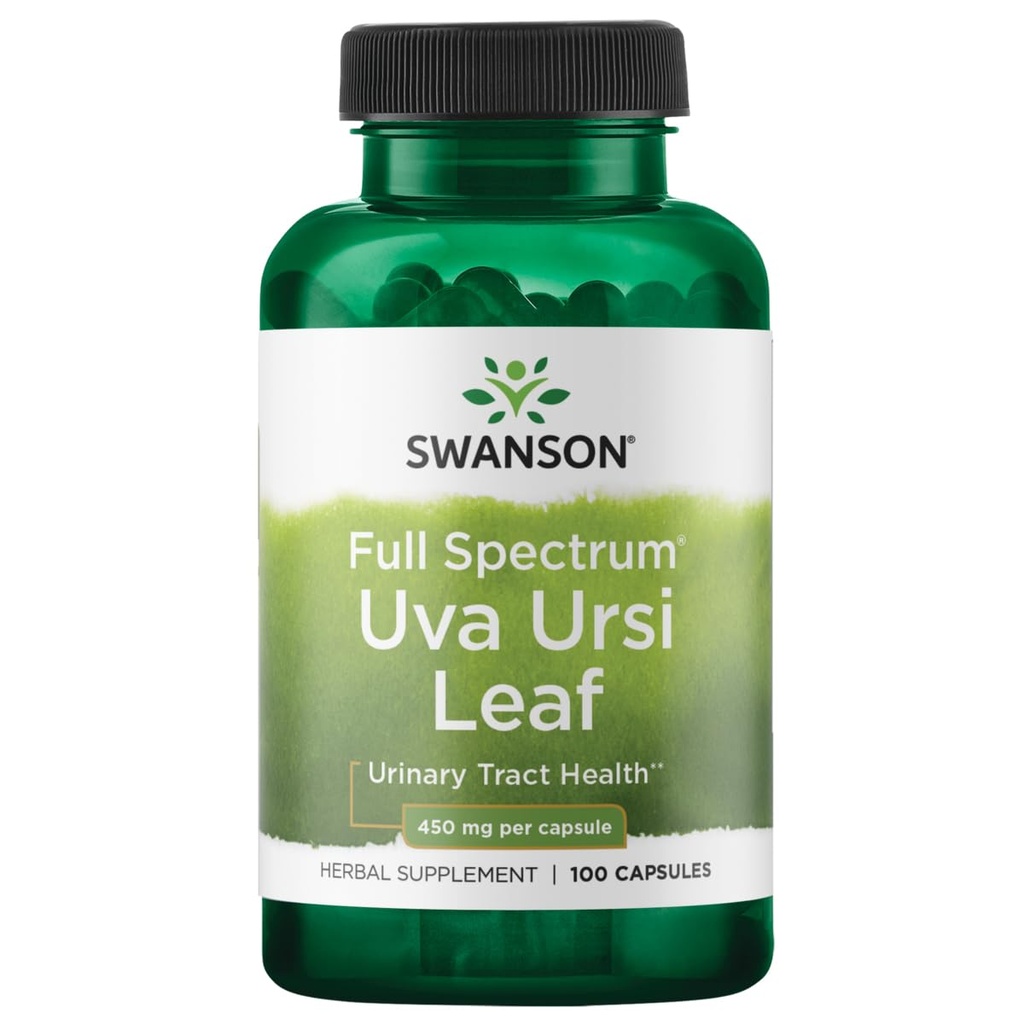 Swanson Full-Spectrum Uva Ursi Leaf - Integratore Herbal Supporting Kidney & Urinary Tract Health - May Support Cardiovascular System Function & Bladder Health - (100 capsule, 450 mg Ogni)