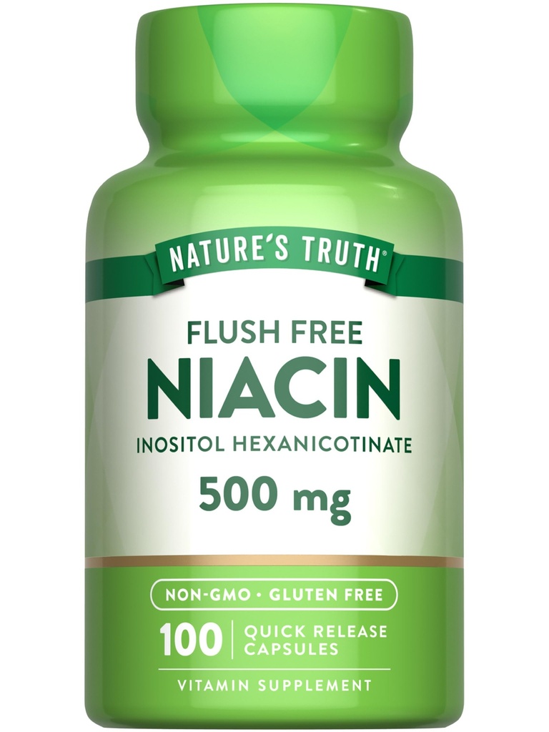 La Verità della Natura Flush Gratuito Niacin | 500mg | 100 capsule | Non OGM & Gluten Supplemento gratuito