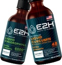 E2H: Clorofilla liquida e curcumina currica liquida | Vegan, Non OGM - 2 Fl Oz Ogni (4 Fl Oz Totale) - Bundle