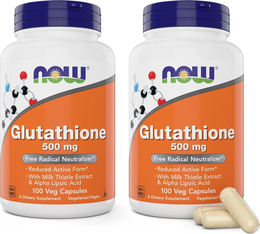 Ora Glutathione 500 mg, 100 capsule vegane (Pack of 2) - Ridotto Formula Supplemento GSH - Migliorato con estratto di cardo al latte e acido lipoico alfa