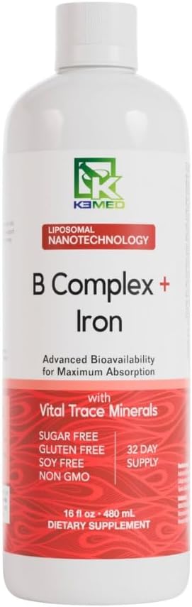 Nanonutrizione B Complex + Iron | Nanotecnologia Liposomal | 100% Ingredienti naturali | 16 Fl. Oz. | 32 Serve