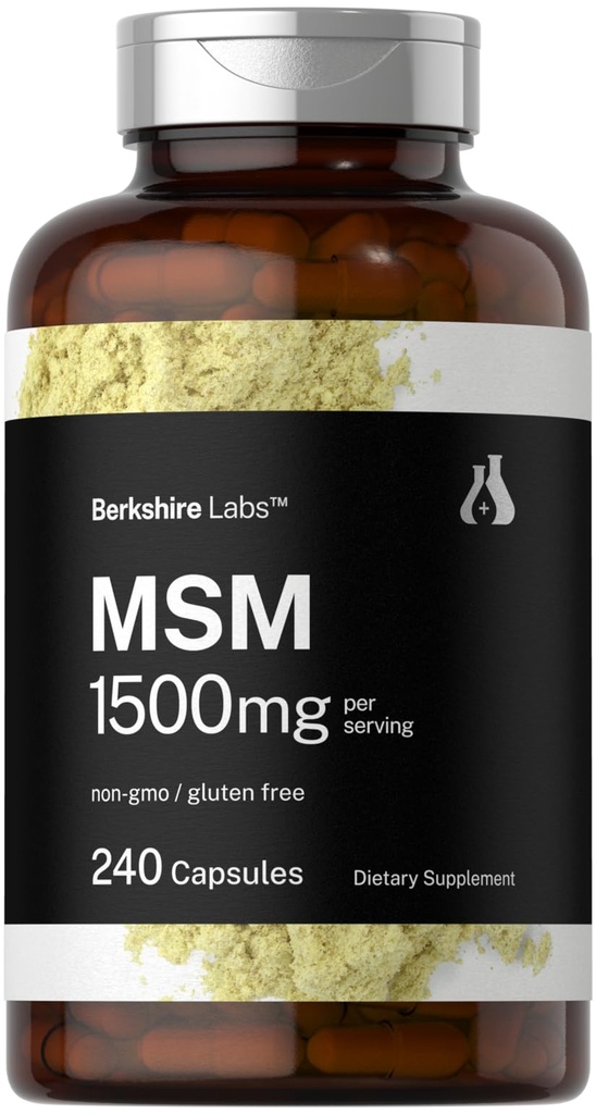 Horbäach MSM Capsule 1500mg | 240 Count | Non OGM, Gluten Free Supplement | Berkshire Labs