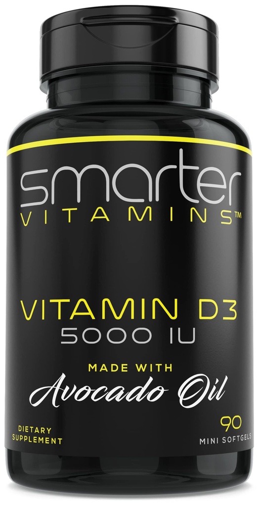 Vitamina D3 5000 IU più intelligente in Olio di Avocado 125mcg - 90 Mini Softgels