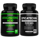 Acido arachidonico (150 capsule) - Supplemento muscolare e forza per la massa muscolare & Recupero per gli uomini e le donne e l'estratto di Epicatechin (60 capsule) Supporta la pompa muscolare magra & Gains - Non-GMO & Vegan