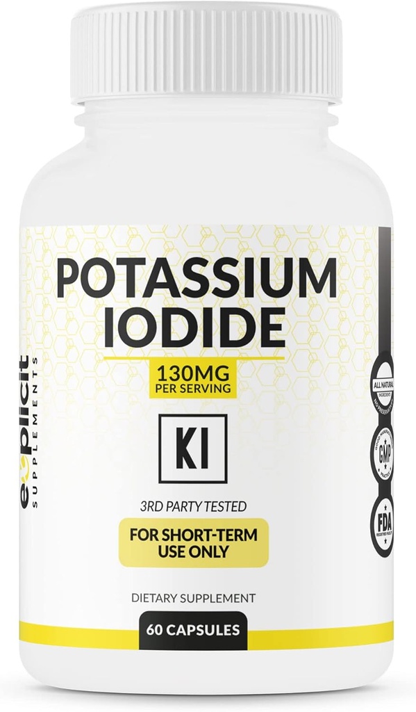 Dose di potassio Iodide 130mg - 30 Serve - Supporto tiroide e difesa