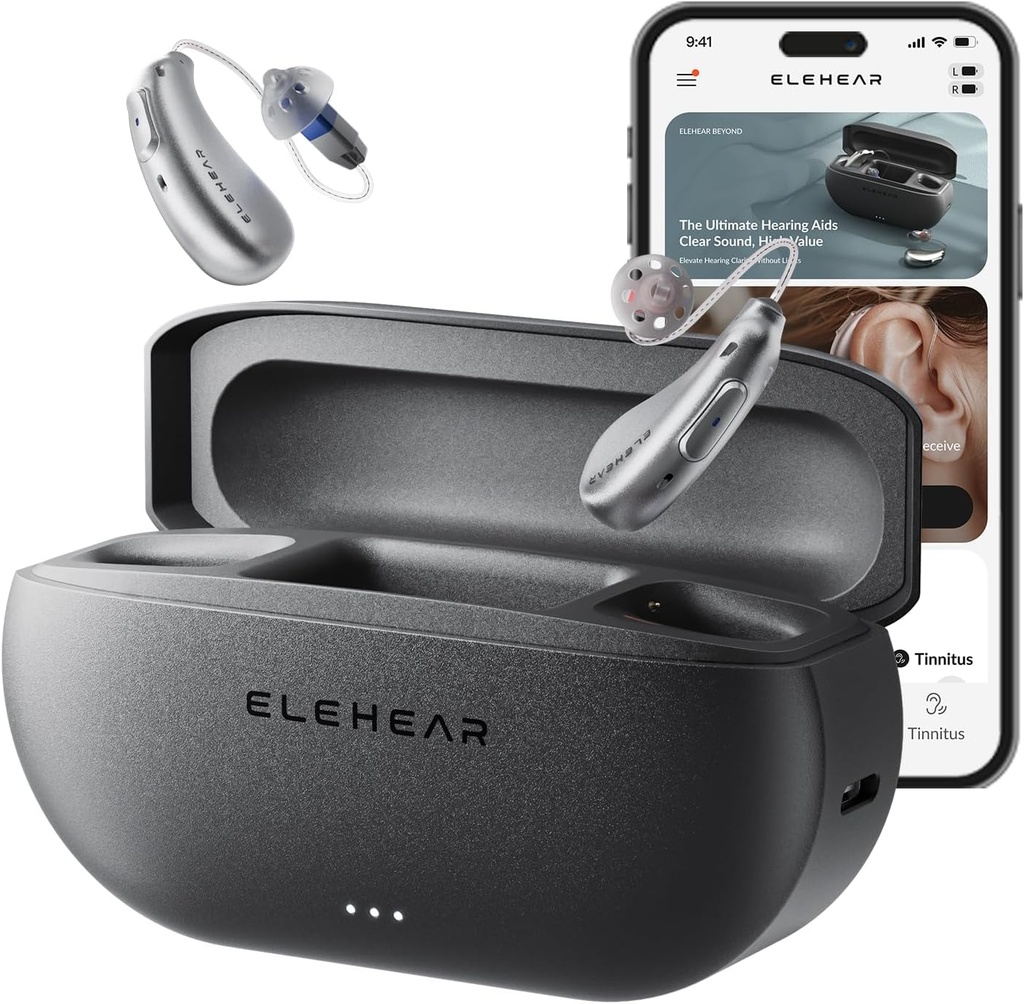 ELEHEAR-Beyond OTC Hearing Aids, AI Powered Speech Enhancement e Tinnitus Masking, Superior Sound Quality, Connettività con dispositivi iOS o Android via Bluetooth 5.3, per anziani e adulti