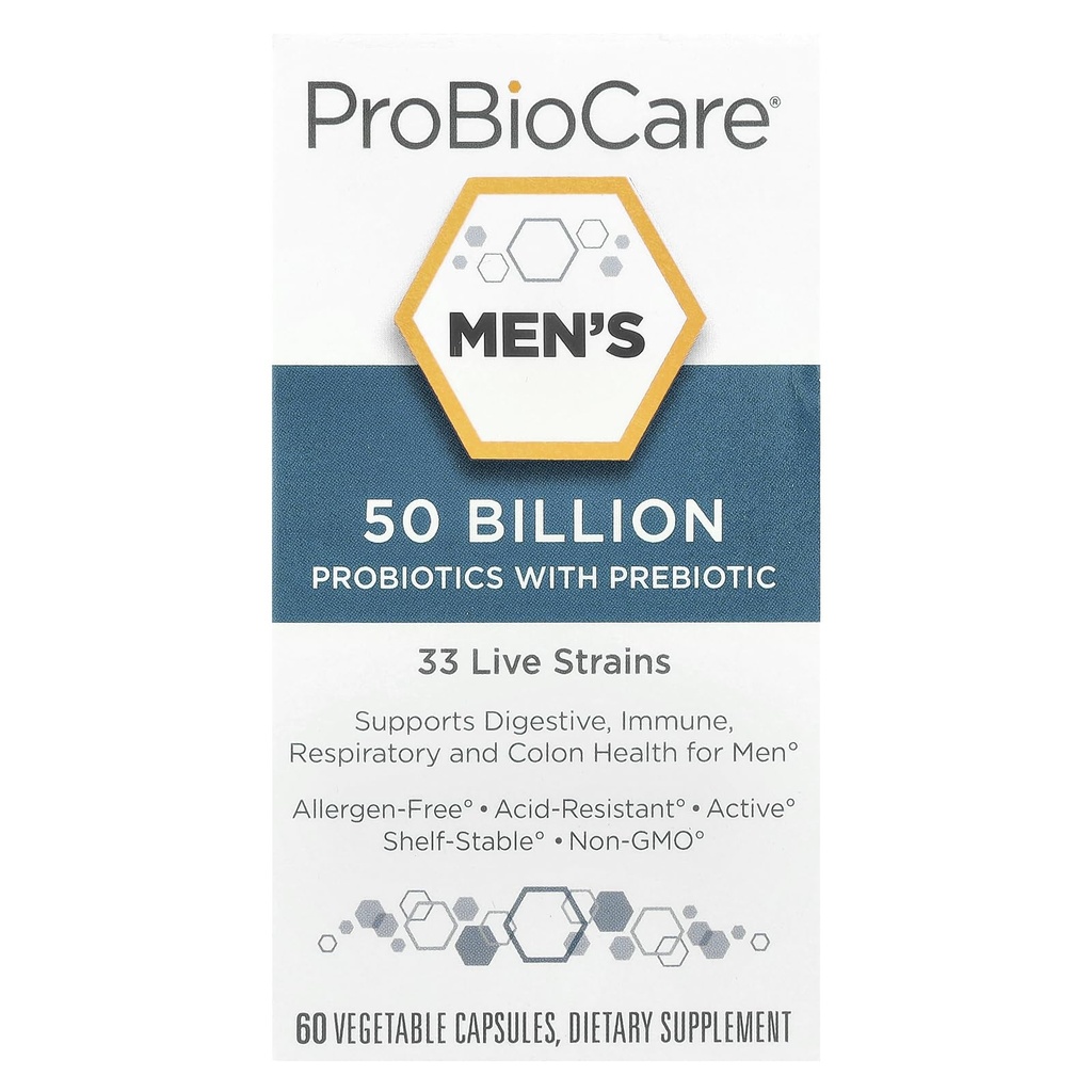 Probiotico per gli uomini - 50 miliardi di CFU, Supporta la salute digestiva e il Gut Flora Balance, promuove il benessere generale, e migliora la funzione immunitaria (60 capsule vegetali)