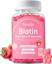 Black Seed Oil Gummies with Biotin, Immune Support Healthy Hair&Skin&Nails for Women and Men, Chlorophyll, Zinc, Vitamina A, B6, B12, C, D, E, Vegan Supplement - 60 Gummies