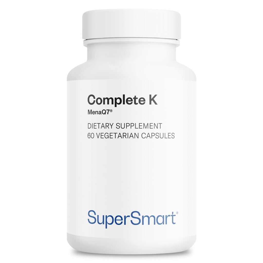 Supersmart - Complete K - with K1, K2 (MK4 + MK7) - Full Spectrum Vitamin K Supplemento | Non-GMO & Gluten Free - 60 capsule vegetariane