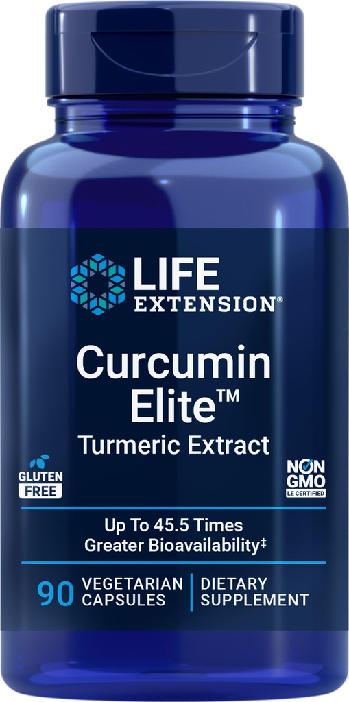 Estensione di vita Curcumin Elite Estratto di curcuma, 90 capsule di veg