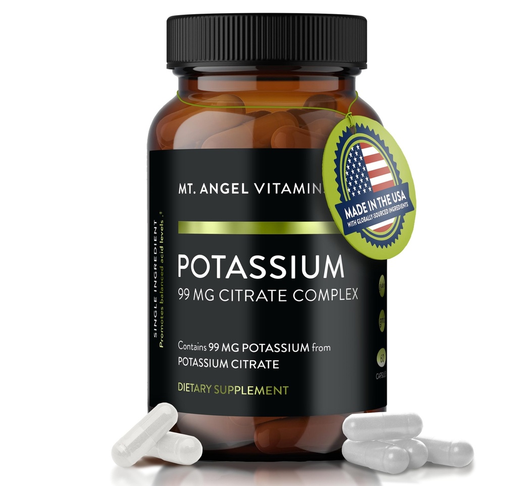 Mt. Vitamine di angelo - Supplemento di potassio, 99 MG Complesso di citrato di potassio, 60 capsule