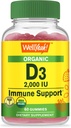 WellYes Organic Vitamin D3 2000 IU (50 mcg) Gummies - Supporta Bone, Muscle Strength and Immunity - Non-GMO, Gluten Free - USDA Organic - Natural Flavors - 60 Gummies
