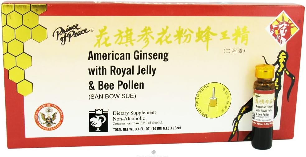 Amer Ginseng con Royal Jelly Bee Pollen (10 bottiglie singole)