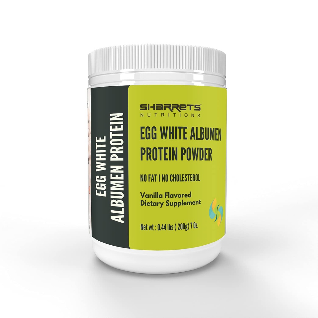 SHARRETS Egg White (Albumen) Polvere proteica del muscolo - Vanilla Flavor - 7 Oz [Offerta alimentare] Non-Gmo & Gluten-Free