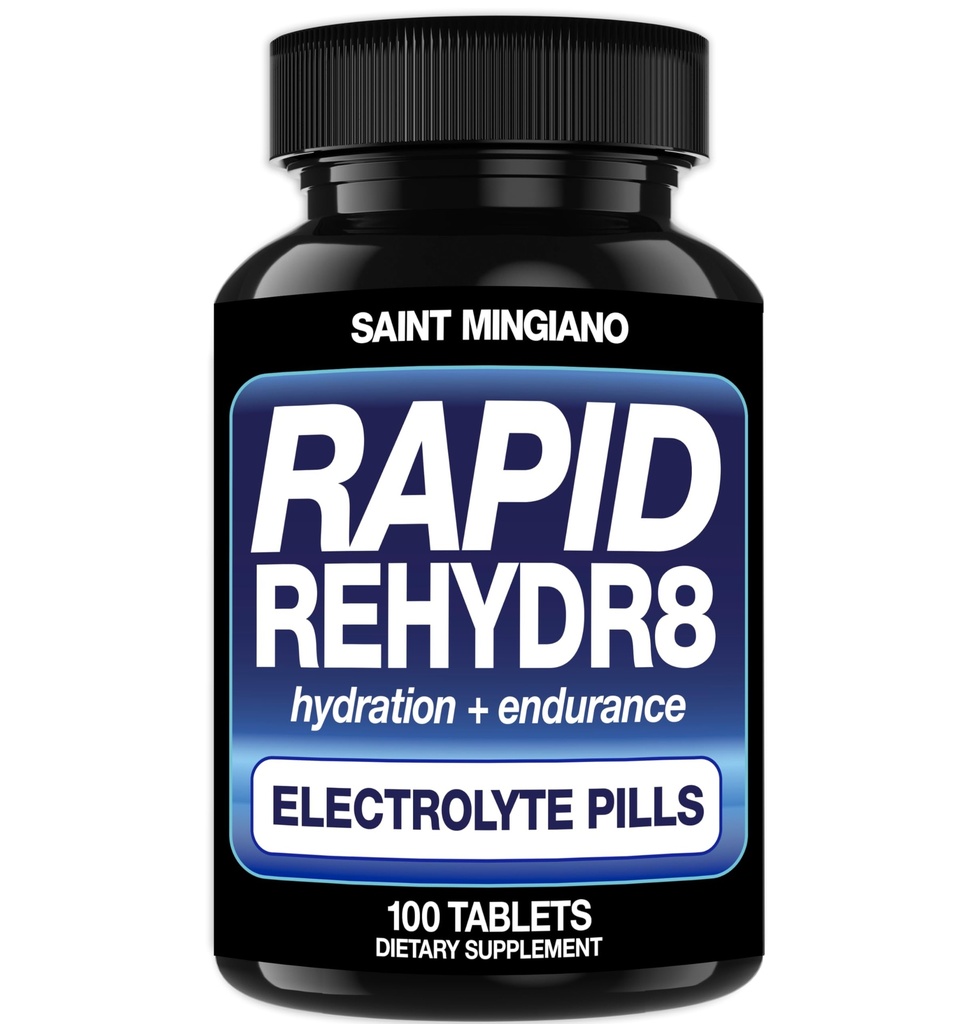 Rapid Rehydr8 Electrolyte Tablets 100 Capsules – Pillole di Idratazione Aiuto nella Prevenzione di Cramping e Supporta l'Eccedenza Muscolare e il Recupero - 100 Easy to Swallow Capsule