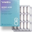 VWELL Boric Acid Vaginal Suppositories - Mantiene e bilancia sano pH vaginale e microbiome per gestire l'irritazione di Odor Itch Burning Intimacy - Medici Raccomandati (One Size, 30, Conte)