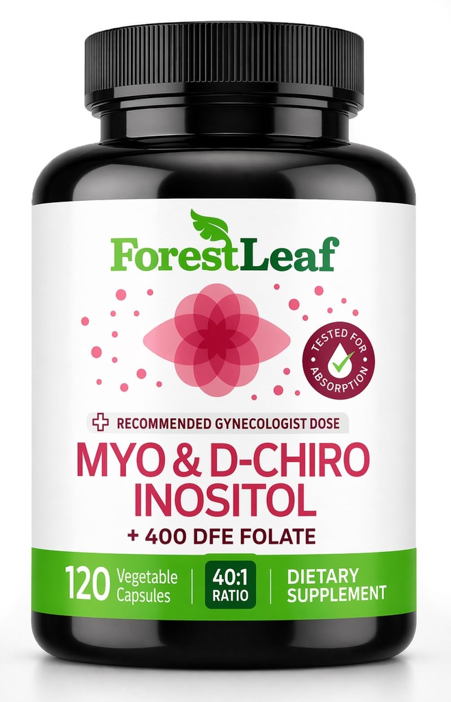 Myo-Inositol & D-Chiro Integratore di Inositolo per la salute delle donne | Integratori di fertilità Donne | Inositol 40:1 Supporto di Ratio Funzione ovarica & Healthy Ormone Balance Women | 2050mg | 120 capsule di polvere